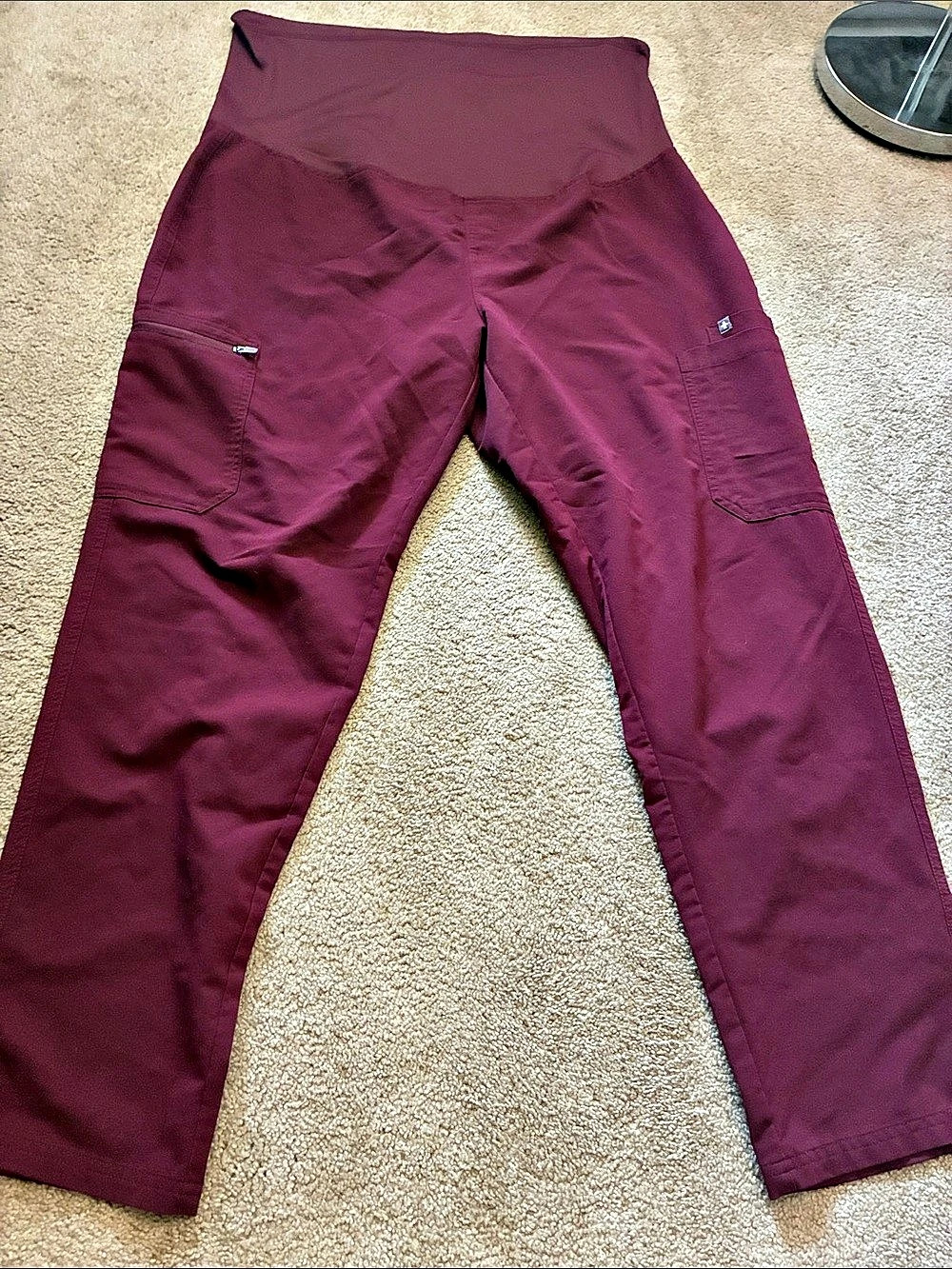 FIGS Technical Collection Maternity Pants in Burgundy XXL